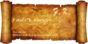Fabók Korvin névjegykártya